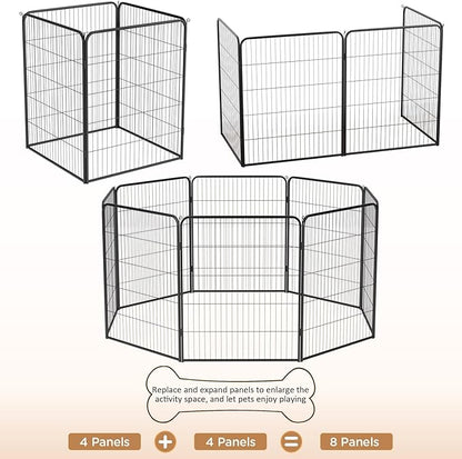 BestPet Dog Playpen Indoor 40 inch 4 Panels Metal Dog Pen Pet Dog Fence Outdoor Exercise Pen with Doors,Pet Puppy Playpen for RV Camping Yard, Black