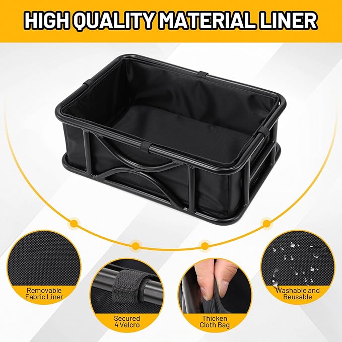 Heavy Duty Rear Bike Basket for Adults, Bicycle Cargo Basket with Removable Liner, Waterproof Cover &amp; Cargo Net, Universal Fit for E-Bike, Mountain Bike, Dog Carrier