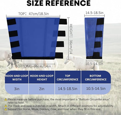 Premium 4-Pack Horse Fly Boots &amp; Leggings Loose-Fit Fine Mesh with Stay-On Fasteners, Support Strips &amp; Anti-Stomp Design Breathable Non-Slip Protection Leg Wrap (Large) Royal Blue