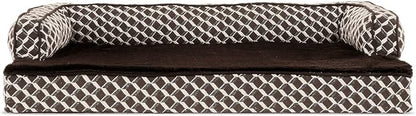 Furhaven Memory Foam Dog Bed for Large Dogs w/ Removable Bolsters &amp; Washable Cover, For Dogs Up to 95 lbs - Plush &amp; Woven Decor Comfy Couch Sofa - Diamond Gray, Jumbo/XL
