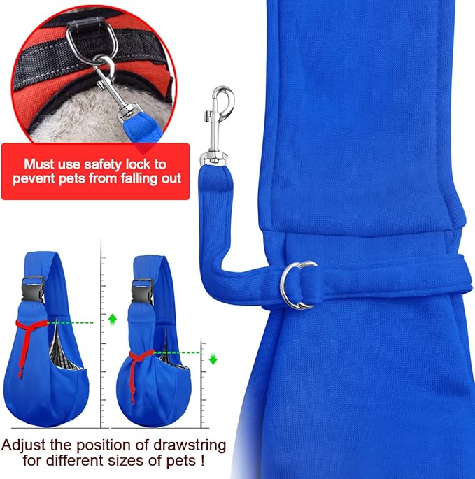 Tomkas Dog Sling Carrier for Small Dogs - Royal Blue, Adjustable Strap &amp; Zipper Pocket, Up to 10 lbs. Perfect Puppy Carrier for Small Dogs