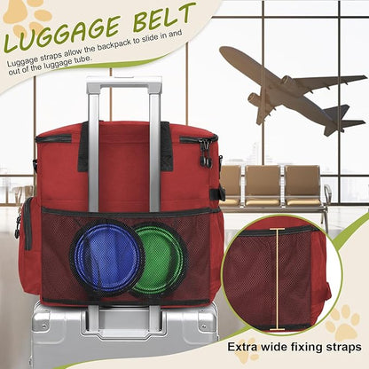 Dog Travel Bag Airline Approved–Pet Travel Tote with Collapsible Bowls,Food Containers &amp; Feeding Mat–Multi-Pocket Organizer for Dogs &amp; Cats, Durable &amp; Water-Resistant for Hiking,Trips,Outdoors