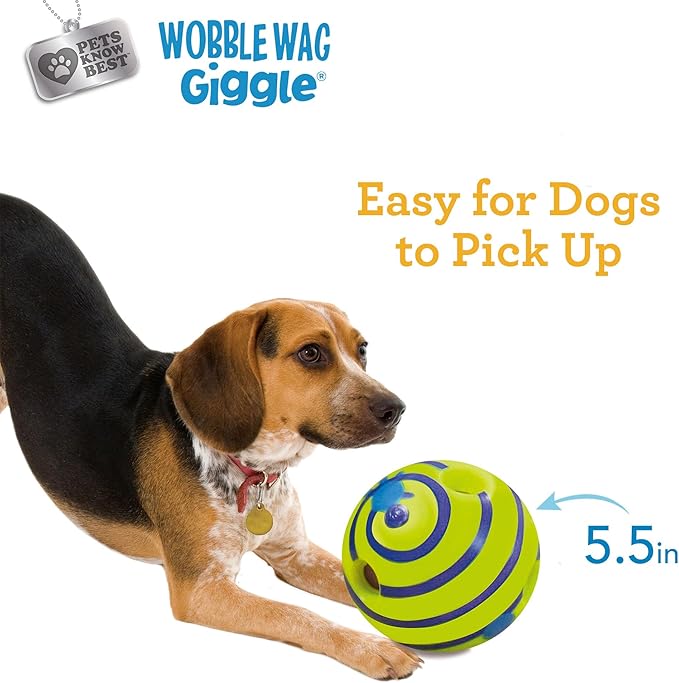 Wobble Wag Giggle Ball | Rolling Enrichment Toy for Fun Playtime, Interactive Play for Indoor or Outdoor, Keeps Dogs &amp; Puppies Large, Medium or Small Busy &amp; Moving, As Seen on TV | Pack of 1