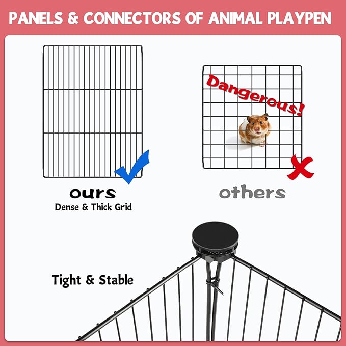 20 Panels Small Animal Playpen, 48" x 24" x 16" Pet Playpen with Waterproof Mat, C&amp;C Cage for Guinea Pigs, Rabbit/Bunny/Baby Chicken Cage,Bunny/Puppy/Chicken Pen Indoor Outdoor Portable Metal Fence