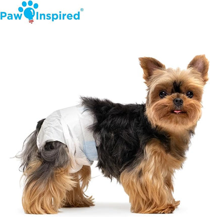 Paw Inspired Disposable Dog Diapers | Female Dog Diapers Ultra Protection | Diapers for Dogs in Heat, Excitable Urination, or Incontinence (12&amp;144 Count) (X-Small (12 Count))