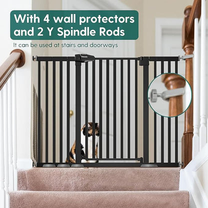 BABELIO 36" Tall Baby Gate, 29-55" Auto Close Pressure Mounted Dog Gate for Doorways &amp; Hallway, Pressguard Basics Easy Walk Thru Pet Gate, Extra Wide Metal Child Gate, Black