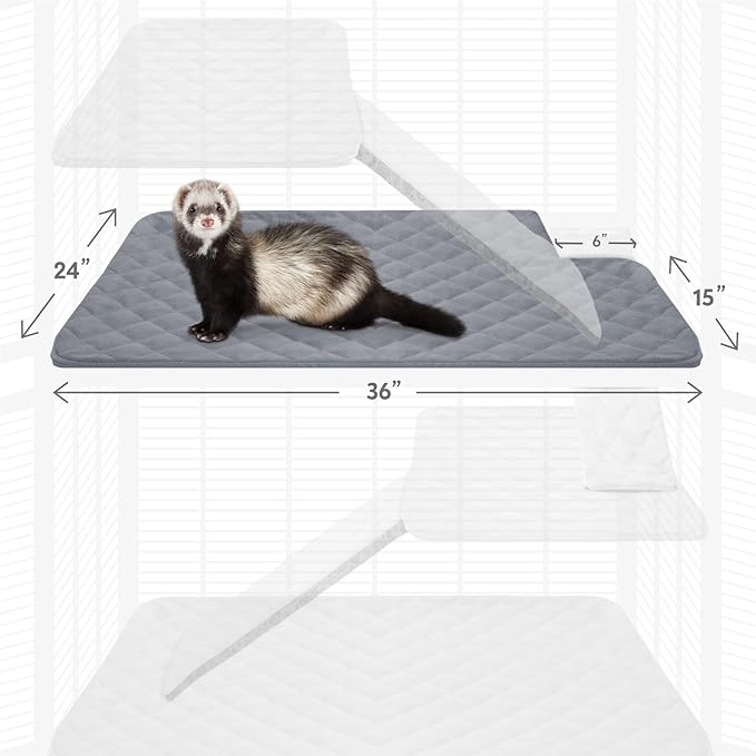 Paw Inspired Fitted Fleece Liner for Ferret Nation, Critter Nation Cage for Ferrets, Rats, Chinchillas, Hedgehogs &amp; Other Small Animals (Gray, Top Pan Liner)