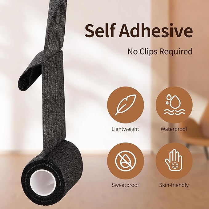 PHYTOP 12 Rolls Self Adhesive Bandage Wrap, Cohesive Bandage 4 inches x 5 Yards, Sports Wrap Tape, Also for Horses &amp; Dogs as Breathable Vet Wrap (Black)