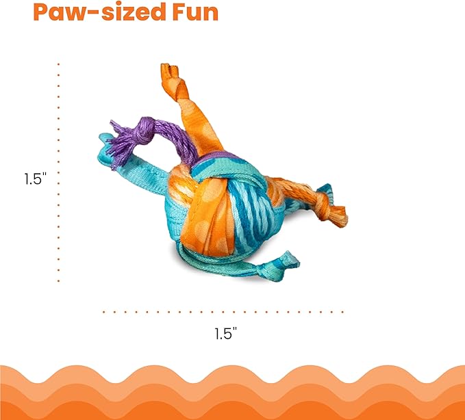 Catstages Catnip Tons of Tails – Interactive Catnip Dental Chew Toy for Cats with Rope, Ribbon &amp; Cotton for Batting, Chasing &amp; Chewing