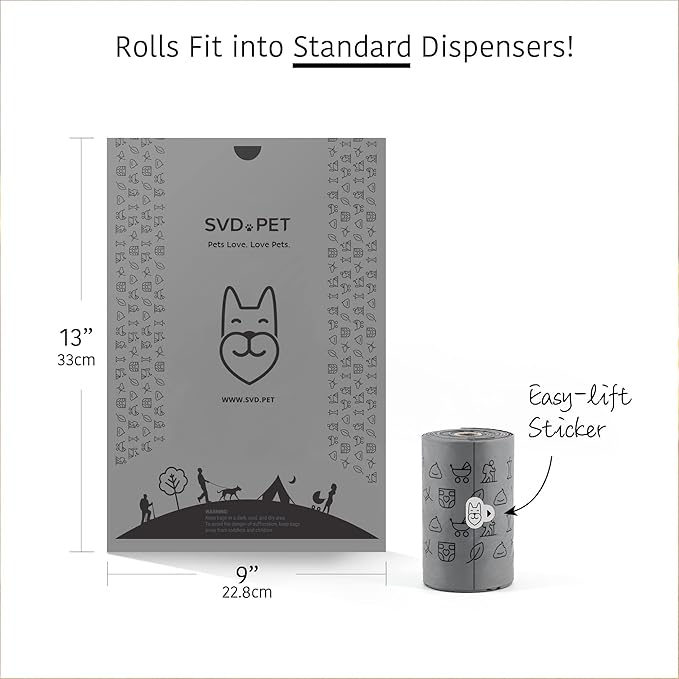 SVD.PET [2-Pack] Retractable Waste Bag Dispensers Gift Set, 2 Pet Waste Bag Holders with 60 large Waste Bags, Dog Walking Accessory Gift Value Pack (Black &amp; Columbia Blue)