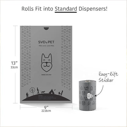 SVD.PET [2-Pack] Retractable Waste Bag Dispensers Gift Set, 2 Pet Waste Bag Holders with 60 large Waste Bags, Dog Walking Accessory Gift Value Pack (Black &amp; Columbia Blue)