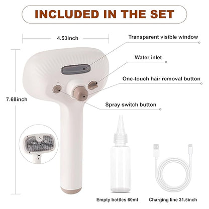 Cat Steam Brush for Indoor Cats, Dog Brush for Shedding, Spritz Defur Comb for Short &amp; Long Hair, Pet Spray Hair Removal Comb, USB Rechargeable Grooming Supplies Steam Brush for All Pets (White)