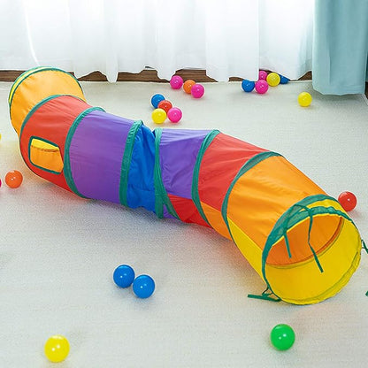 iCAGY Cat Tunnel for Indoor Cats Interactive, Rabbit Tunnel Toys, Pet Toys Play Tunnels for Cats Kittens Rabbits Puppies Crinkle Pop Up Yellow 47" Shape S