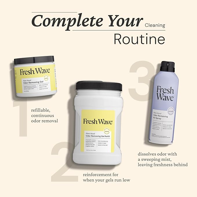 Fresh Wave Lemon Odor Removing Gel, 15 oz., Pack of 2 - Safer Odor Absorbers for Home, Natural Plant-Based Odor Eliminator, Every 15 oz. lasts 30-60 Days, For Cooking, Trash &amp; Pets