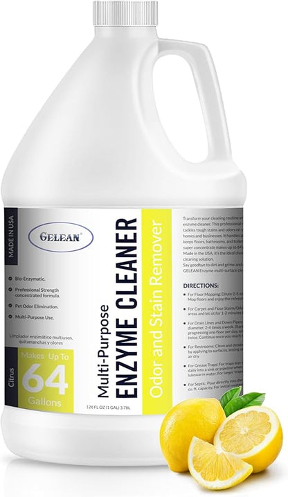 Multi-Purpose Probiotic Enzyme Cleaner, Made in USA - Pet Stain and Odor Remover - Concentrated - Professional &amp; Home Strength Drains, Floors, Bathrooms, Toilets Trash Can, (1 gallon, Citrus)