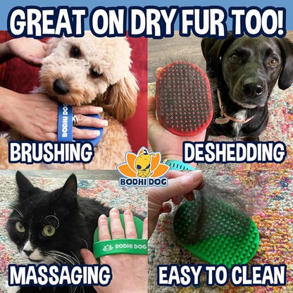 Bodhi Dog Shampoo Brush - Pet Grooming &amp; Bath Supplies for Dogs and Cats - Bath Brush for Long &amp; Short Hair - Premium Scrubber for Shower, Bathing &amp; Massage (One Pack, Blue)