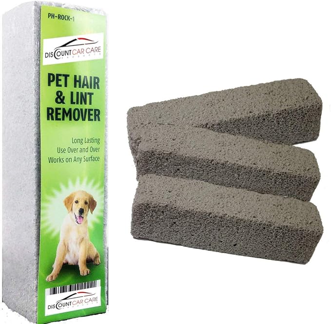 Pet Hair Remover Rock – 3 Pack Reusable Dog &amp; Cat Hair Cleaner for Carpet, Upholstery &amp; Auto Interiors – Easy Lint &amp; Fur Removal Tool – No Roller or Brush