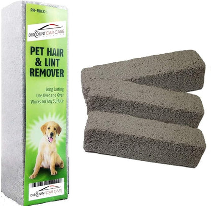 Pet Hair Remover Rock – 3 Pack Reusable Dog &amp; Cat Hair Cleaner for Carpet, Upholstery &amp; Auto Interiors – Easy Lint &amp; Fur Removal Tool – No Roller or Brush