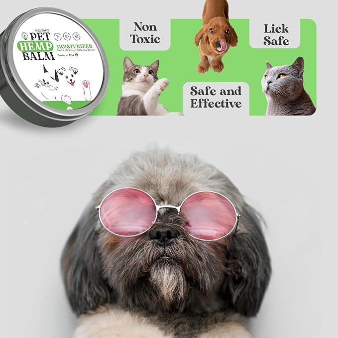 Pet Hemp Balm for Dogs &amp; Cats – Soothes Dry, Cracked Paws &amp; Noses – Natural Paw &amp; Nose Moisturizer with Healing Ingredients – Organic Dog Paw Pad Protector for Extreme Weather – Lick Safe