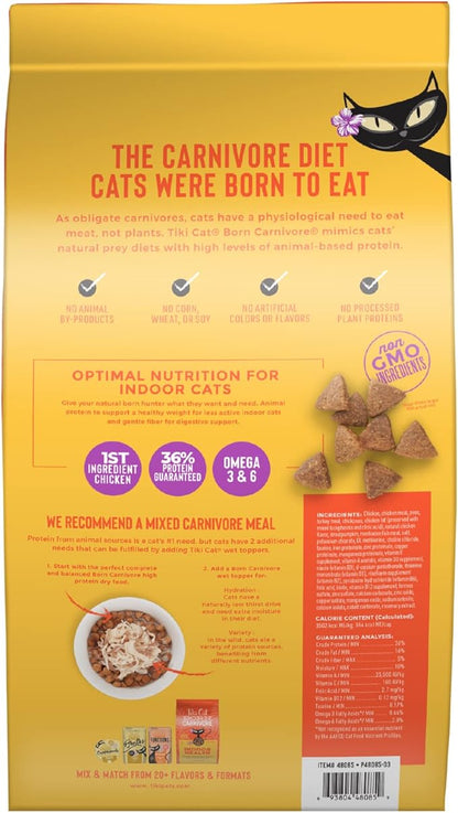 Tiki Cat Born Carnivore Indoor Health Dry Cat Food, Chicken &amp; Turkey Meal, 6 lbs. Bag