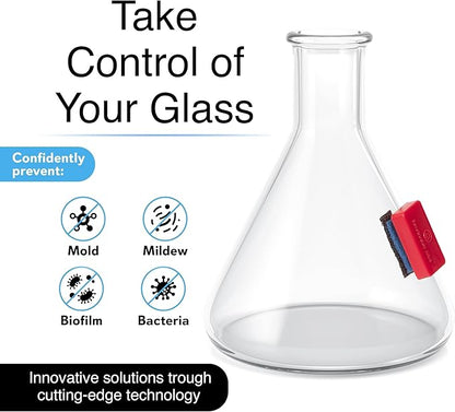 Magnetic Glass Cleaner BoroBuddy | Glass Pieces, Bottles, Vases | Compact Design for Tighter Spaces &amp; Smaller Glass Pieces | Double Sided | Red