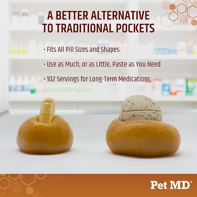 Pet MD Wrap A Pill Peanut Butter Flavor Pill Paste for Dogs - Make a Pocket or Pouch to Hide Pills &amp; Medication - 8 oz