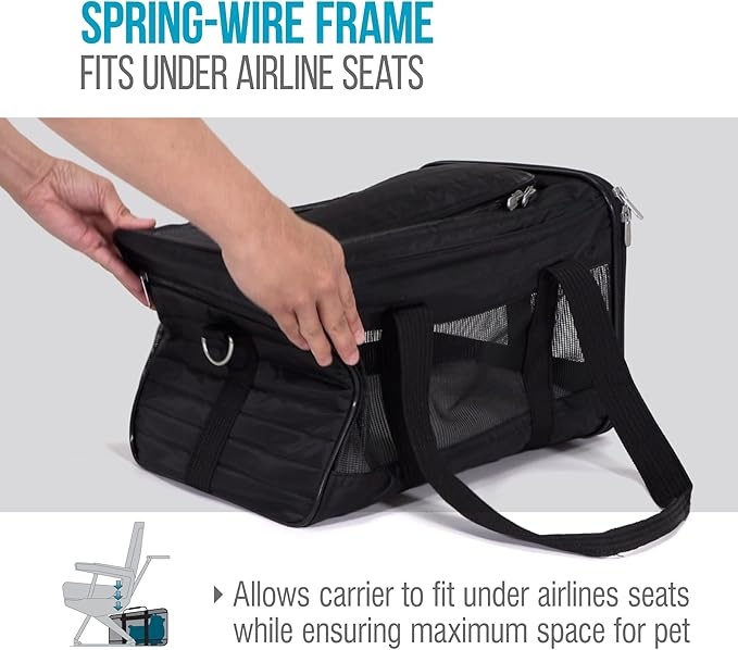 Sherpa Original Deluxe Travel Pet Carrier, Airline Approved &amp; Guaranteed On Board - Black, Medium