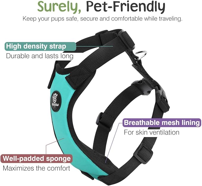 Dog Seat Belt, Safety Vest Dog Car Harness with Adjustable Buckle Dog Seat Belt for Vehicle Nylon Pet Safety Seat Belts Heavy Duty(S, Blue)
