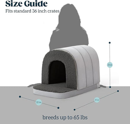 Orthopedic Dog Bed House - Dog House Indoor with Egg-Crate Foam - Tent Bed with Waterproof Lining &amp; Nonskid Bottom, Ideal for Large Breeds &amp; Fits 36-Inch Crate - 35"x22", Charcoal