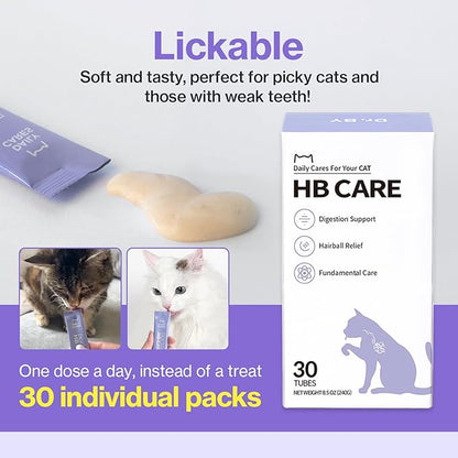 Dr.by HB Care Hairball Supplement for Cats– Hairball Relief Furball Control Remedy &amp; Digestive Support Supplements with Omega-3, Chitosan-30 Individuallly Packaged (1 Pack, 30 Count)