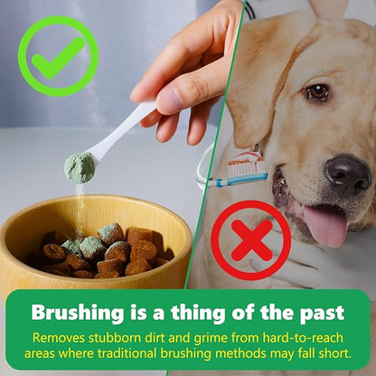 Dog Dental Powder, 120g Teeth Cleaning Powder for Dogs, Breath Freshener with Probiotics Improve Bad Breath, Remove Plaque &amp; Tartar - Pets Dental Care Supplement for Dogs - 4.23 OZ/Scoop Included