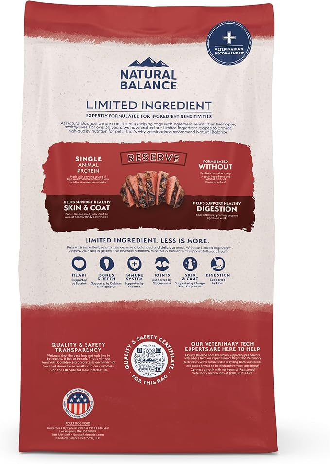 Natural Balance Limited Ingredient Adult Grain-Free Dry Dog Food, Reserve Sweet Potato &amp; Bison Recipe, 22 Pound (Pack of 1)