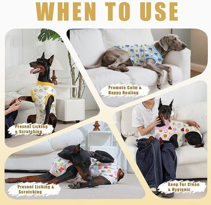 Recovery Suit for Dogs After Surgery, Professional Dog Surgical Suit for Female Spay, Male Neuter, E-Collar &amp; Cone Alternative Dog Onesie for Abdominal Wounds Skin Disease, Yellow, XS