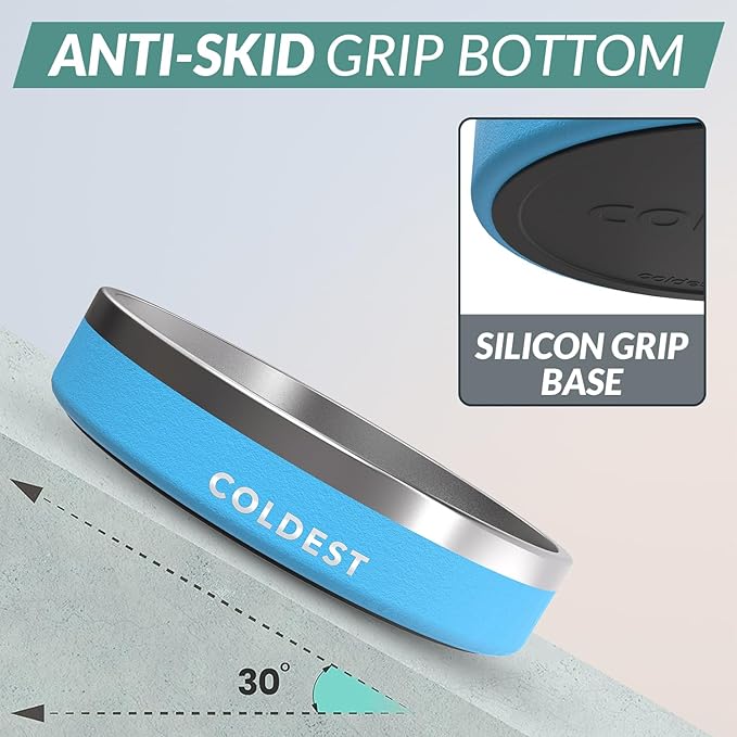 Coldest Dog Bowl - Anti Rust Metal, Non Slip, 3 Layers Insulated Stainless Steel Dog Bowls - Spill Proof &amp; Heavy Duty - Water Bowl for Dogs, Cats &amp; Pets, Dish Washer Safe (21 oz, Celestial Blue)