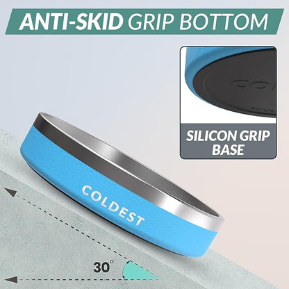 Coldest Dog Bowl - Anti Rust Metal, Non Slip, 3 Layers Insulated Stainless Steel Dog Bowls - Spill Proof &amp; Heavy Duty - Water Bowl for Dogs, Cats &amp; Pets, Dish Washer Safe (21 oz, Celestial Blue)