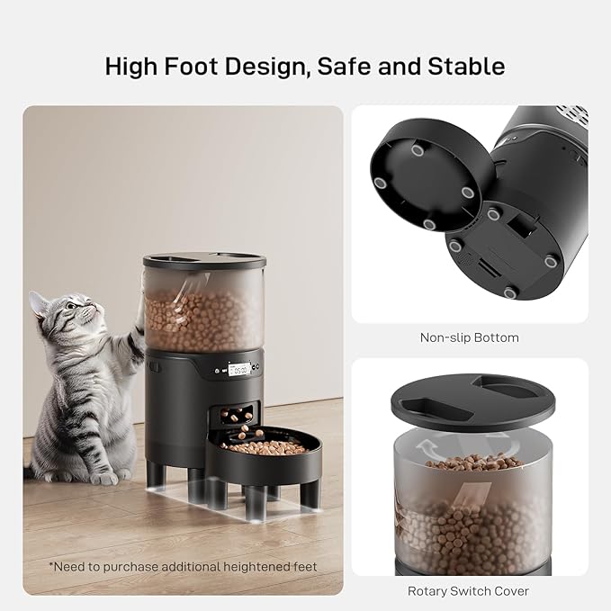 Automatic Cat Feeder: 3L Auto Food Dispenser with Timed Feeding| 6 Meal Programmable&amp; 1-20 Portion Precise Control- Easy to Clean &amp; Setup for Cat Indoor| Desiccant Bag Keep Food Fresh