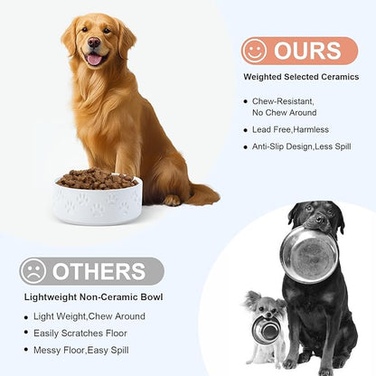 SPUNKYJUNKY Ceramic Dog Bowls 2 Pack, 8.3&
