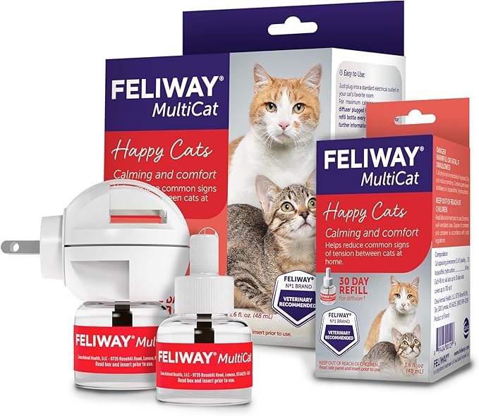 FELIWAY MultiCat Calming Pheromone Diffuser: 1 Diffuser &amp; 2 Refills (60 Days)