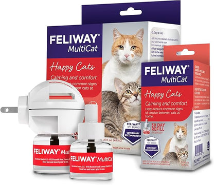 FELIWAY MultiCat Calming Pheromone Diffuser: 1 Diffuser &amp; 2 Refills (60 Days)