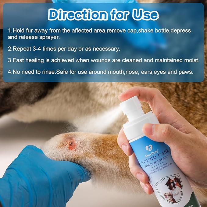 Pet Wound Care,Gentle Formula Wound Spray for Pets, Helps with Rashes,Itching,Skin Irritations, Hot Spots,Bites, Non-irritating for Relief &amp; Treatment,Safe for Dogs&amp;Cats,4.06OZ