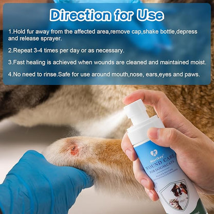 Pet Wound Care,Gentle Formula Wound Spray for Pets, Helps with Rashes,Itching,Skin Irritations, Hot Spots,Bites, Non-irritating for Relief &amp; Treatment,Safe for Dogs&amp;Cats,4.06OZ