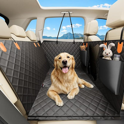 Waterproof Dog Car Seat Cover for Back Seat – Heavy Duty Back Seat Extender for Dogs with Hard Bottom, 7-Layer Protection, Non-Slip &amp; Scratchproof, Easy to Install (Black)