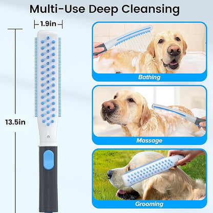 Dog Shower Attachment, Dog Washing Hose Attachment with Metal T-Diverter, Dog Bathing Supplies with 3 Spray Modes &amp; One-Button ON/OFF Indoor and Outdoor Sprayer 8-Foot Hose