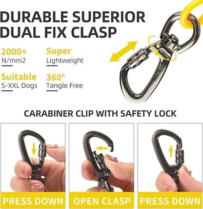 Dog tie Out Cable, 10/20/25/30/50/70/100 feet, Suitable for Dogs up to 350 pounds, Dog Cable with Swivel Buckle, Lightweight, Non-Winding, for Outdoor Camping, Chain for Yard (Yellow, 10FT)