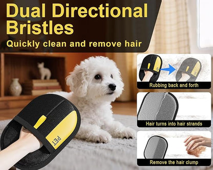2Pcs Electrostatic Gloves Pet Hair Removal, Reusable Cat &amp; Dog Hair Remover for Couch, Furniture, Carpet, Curtain, Upgraded Animal Fur Removal Tool, Cat Grooming Gloves