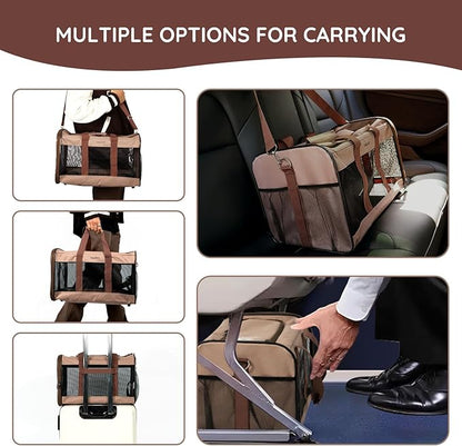 BELLA &amp; PAL Cat Carrier Travel Bag, Airline Approved Lightweight Cat Carrier, Soft Sided Pet Carrier for Puppy Dogs Up to 18lbs, Collapsible Kitten Bag with Removable Waterproof Mat, Ventilated Mesh