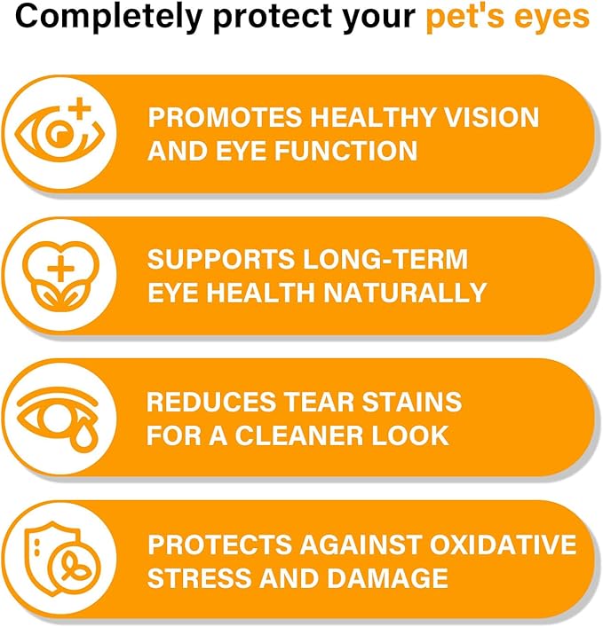 Eye Supplements for Dogs - Vision Support Soft Chews with Lutein, DHA &amp; Vitamin C | 120ct Salmon Flavor Tear Stain Chews | Cataract &amp; Dry Eye Relief Supplement (120 Ct, Salmon)