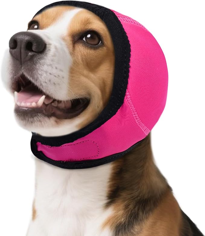 Dog Calming Hoodie, Dog Ear Muffs Noise Protection &amp; Anxiety Relief, No Shake Ear Wraps for Dogs Quiet Ears Cover Headband for Fireworks Grooming Swimming Bathing Force Drying