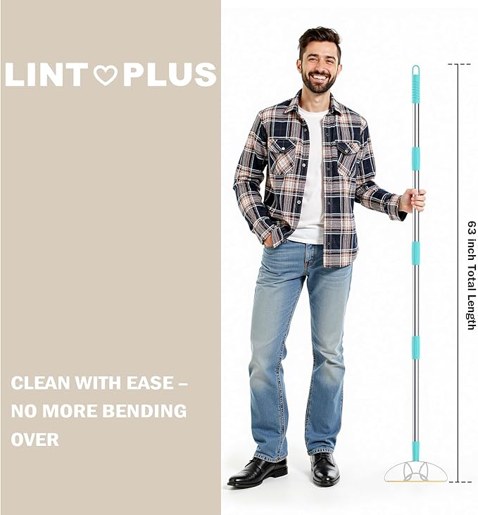 63“Ultra Long Carpet Rake by LINTPLUS-Heavy Duty Carpet Scraper &amp; Pet Hair Remover for Deep Cleaning, Efficient Dog Hair Remover for Carpets,Rugs,Furniture-Durable Carpet Rake for Home Use