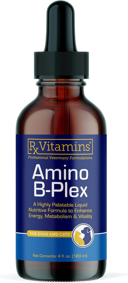 Rx Vitamins Amino B Plex Cat &amp; Dog Supplement - Vitamin B Complex Liquid Plus Amino Acids for Dogs &amp; Cats - Appetite Booster and Weight Gainer Cat &amp; Dog Vitamins - 4 oz